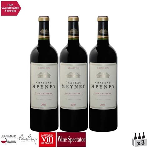 Château Meyney Rouge 2018 Lot de 3x75cl Vin Rouge de Bordeaux