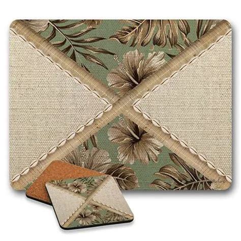 Kitchen Cork Backed Placemats And Coasters Mellow Olive Set