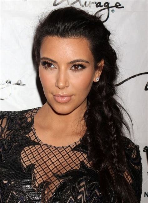 Kim Kardashian Long Hairstyles 2014 Braided Ponytail Popular Haircuts