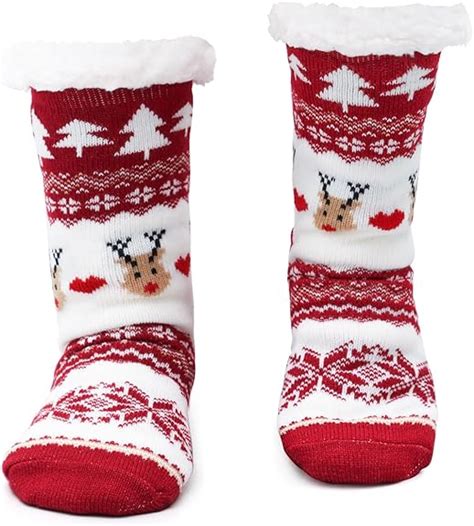 Diyasy Christmas Slipper Socks Fluffy Cozy Socks With Anti Slip Dots Warm Winter Socks For