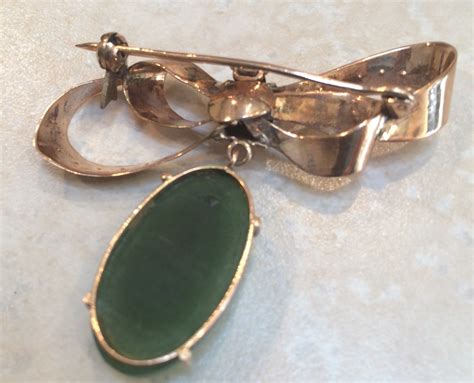 Vintage Gold And Jade Broochpendant Collectors Weekly