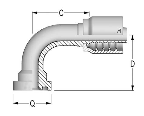 Part Number B 1212 C629 3 4 in Hose ID Size and 3 4 in Flange 90º