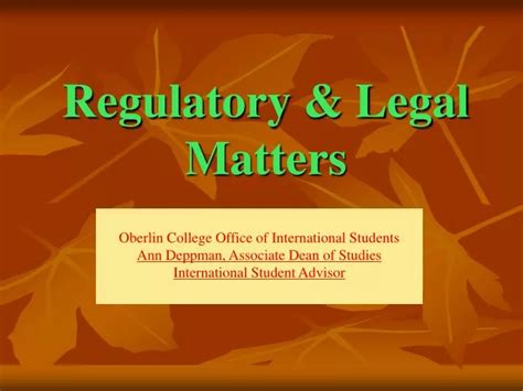 Ppt Regulatory And Legal Matters Powerpoint Presentation Free Download Id1644744