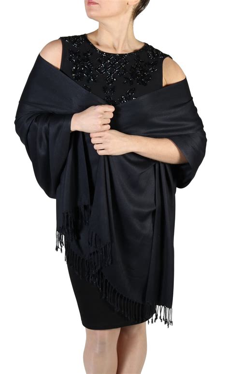 Shawls And Wraps Black Pashmina Evening Shawl Large Black Etsy Australia