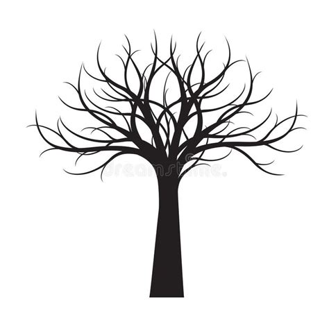 Árbol Negro Sin Las Hojas En El Fondo Blanco Ilustración Del Vector