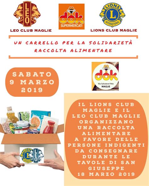 Lions E Leo Maglie Per La Raccolta Alimentare 2019 Distretto Lions