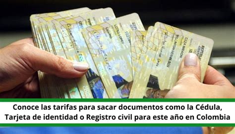 Tarifas Registraduría para sacar documentos como cédula registro civil