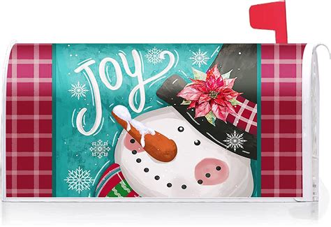 Amazon Texupday Winter Snowman Poinsettia Decoration Mailbox Cover