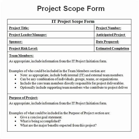 Project Scope Statement Example