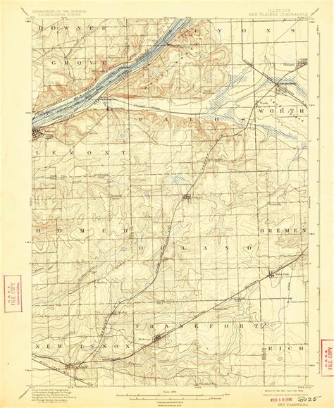 Des Plaines 1901 1924 Old Topo Map Lemont Orlando Worth Quad Reprint