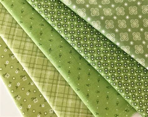 Lori Holt Calico Fabric Fat Quarter Bundle Pc Green Color Bundle Etsy