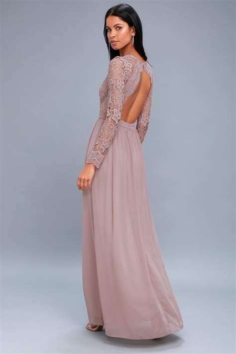 Awaken My Love Dusty Lavender Long Sleeve Lace Maxi Dress Long Sleeve Lace Maxi Dress Maxi