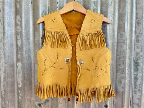 S Vintage Kid S Vest Cowboy Western Tan Leather Gem