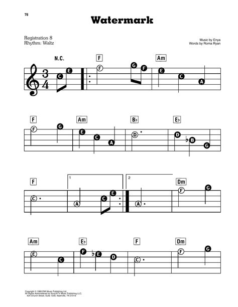 Enya Watermark Piano Sheet Music Pdf