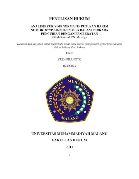 Pdf Analisis Yurisdis Normatif Putusan Hakim Nomor Eprints Umm Ac