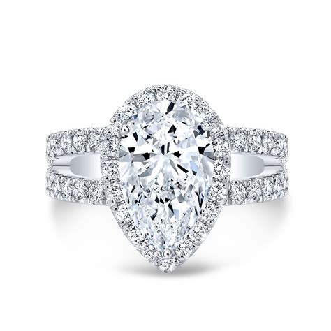 1.76ct. Pear cut Natural Diamond Pear Halo Split Shank Pave Diamond ...