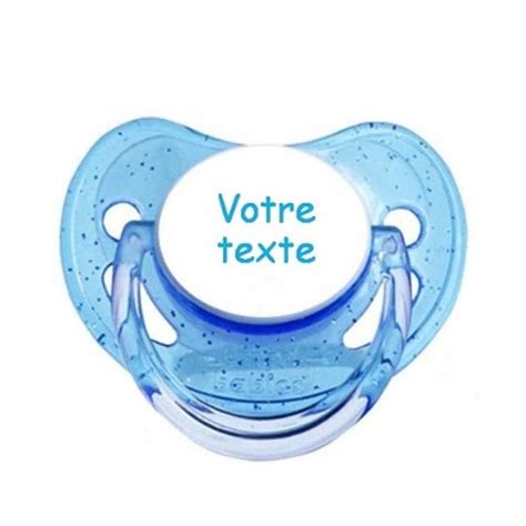 Tétine Personnalisable Bébé Classic Bleu Paillettes Avec Prénom De