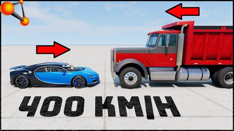 BUGATTI CHIRON Vs TRUCK 400 Km H CRASH TEST BeamNg Drive YouTube