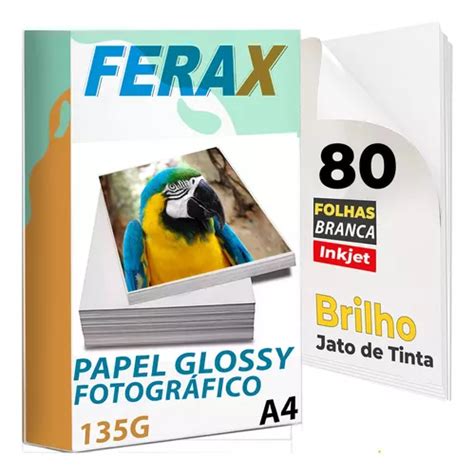 Folhas Papel Foto Glossy Adesivo Prova D Gua A G Cor Branco