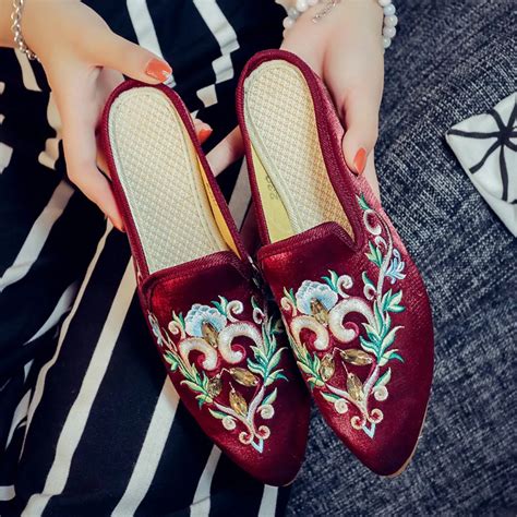 Aliexpress Buy Pointed Toe Slipper Chinese Style Cloth