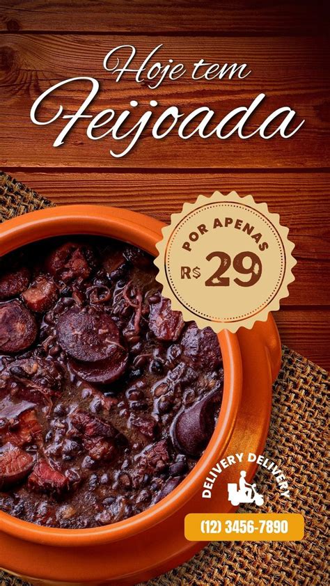 Story Hoje Tem Feijoada R Stico Marrom E Branco Templates By Canva In