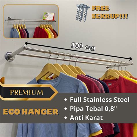 Jual GANTUNGAN BAJU STAINLESS STEEL 100cm 2 Baris KLASIK Shopee