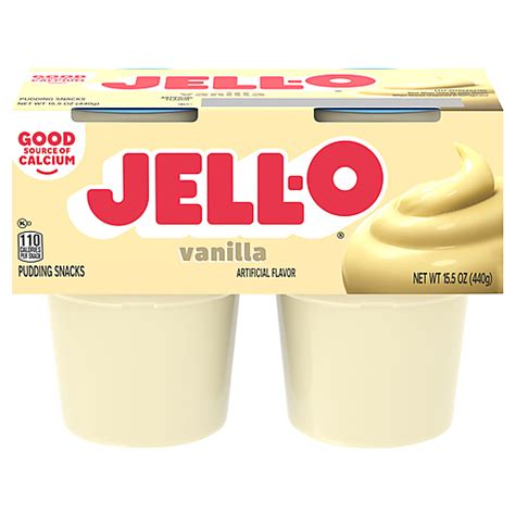 Jell-O Pudding Snacks, Vanilla 15.5 oz | Refrigerated Jello & Pudding | Riesbeck