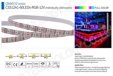 DMX512 Protocol 12VDC Individual Addressable 60Pixels M CS512A1 Full