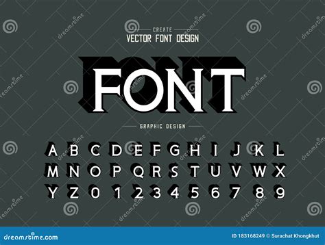 Shadow Font And Alphabet Vector Idea Typeface Letter And Number Design