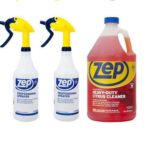 Zep Professional Sprayer Bottle 2 Pack 32 Ounces Heavy Duty Citrus Degreaser Refill 1 Gallon