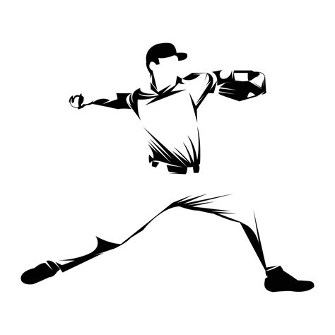 Male Baseball Player Silhouettes On White Background Isolated