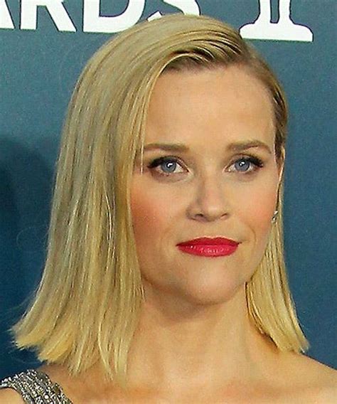 Reese Witherspoon Medium Straight Light Blonde Bob Haircut with Side ...