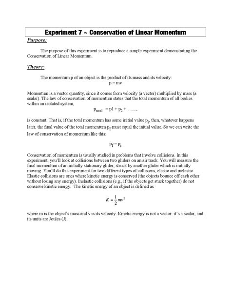 Conservation Of Momentum Lab