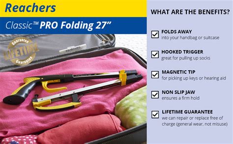 Helping Hand Company Classic Pro Folding Reacher Grabber 27 Inch 68cm Long Handled Grabber