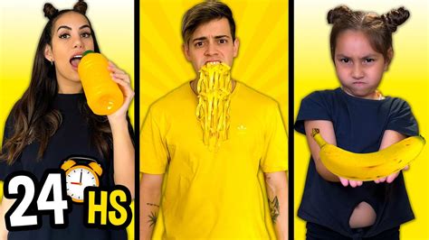 24 Horas Comiendo Amarillo Con Mi Seguidora Youtube