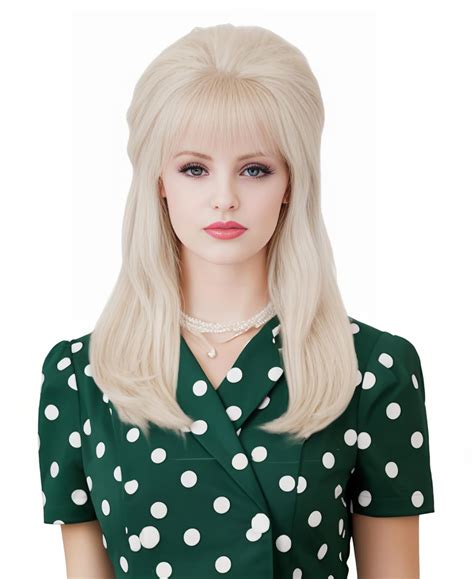 Gerulyss Retro Blonde Wig For 50s 60s 70s Beehive Gold Wavy Wig For Women With