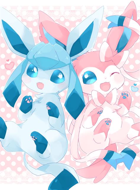 Glaceon Sylveon Pokemon Eevee Evolutions Cute Pokemon Wallpaper