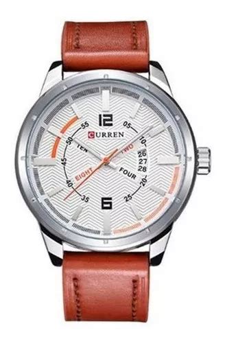 Reloj Para Hombre Correa De Cuero Marr N Curren Anal Gico Color