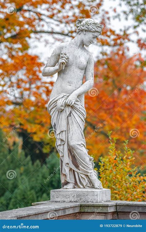 Old Park Statue Of Sensual Half Naked Greek Or Italian Renaissance Era