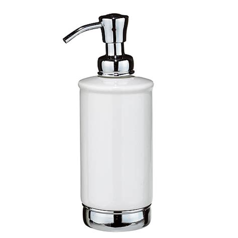 Interdesign York Pump Soap Dispenser Ceramic Chrome White 2 12 In Dia X 7 34 In H