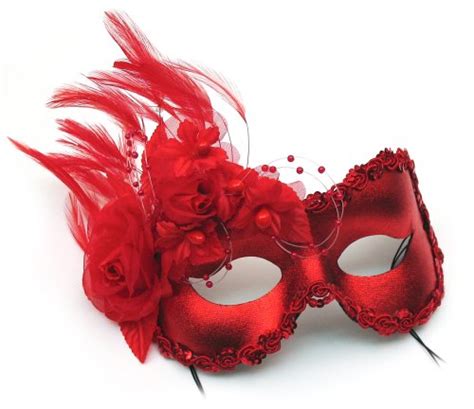 Annette Red Feather and Flower Women’s Masquerade Mask | House decor sale