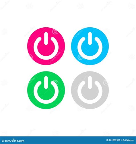 On Off Switch Button Icon Vector on White Background Stock Vector - Illustration of round ...