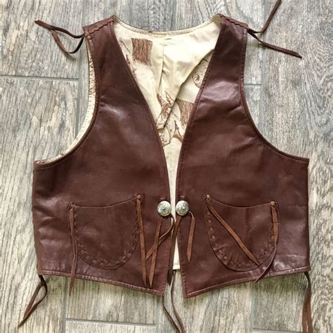 Mens Brown Concho Leather Vest Etsy