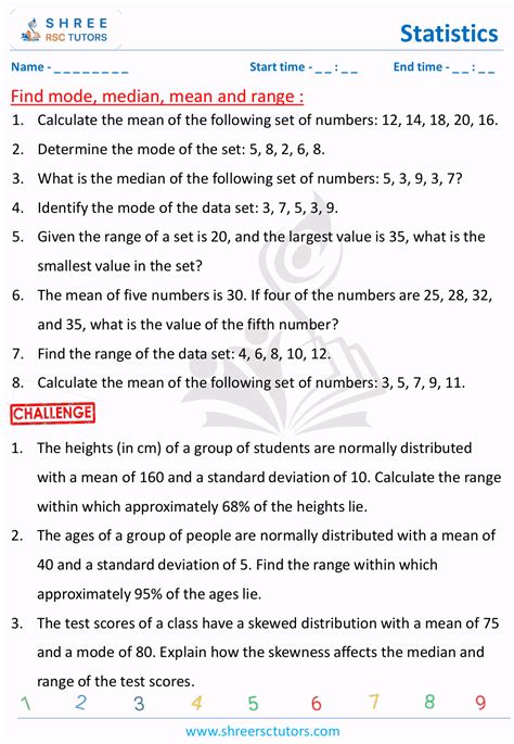 Mean Median Mode And Range Worksheets For Grade 6 Maths Shree Rsc Tutors