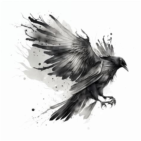 Raven Tattoo Design White Background PNG File Download High Resolution ...