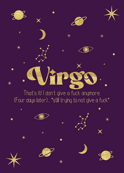 Virgo Sign Birthday Card Funny Virgo Birthday Card