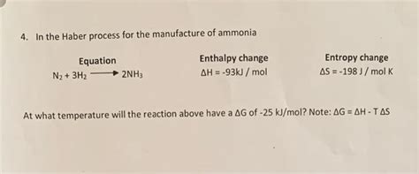 Solved At what temperature will the reaction above have a ΔG | Chegg.com