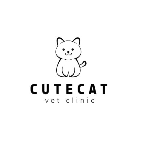 Niedliches Katzen Tierklinik Logo Design Premium Vektor