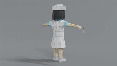 Artstation Low Poly Cartoon Nurse Game Assets