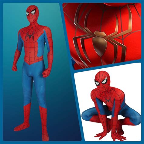 No Way Home Spider Suit Classic Final Swing Red and Blue Cosplay ...